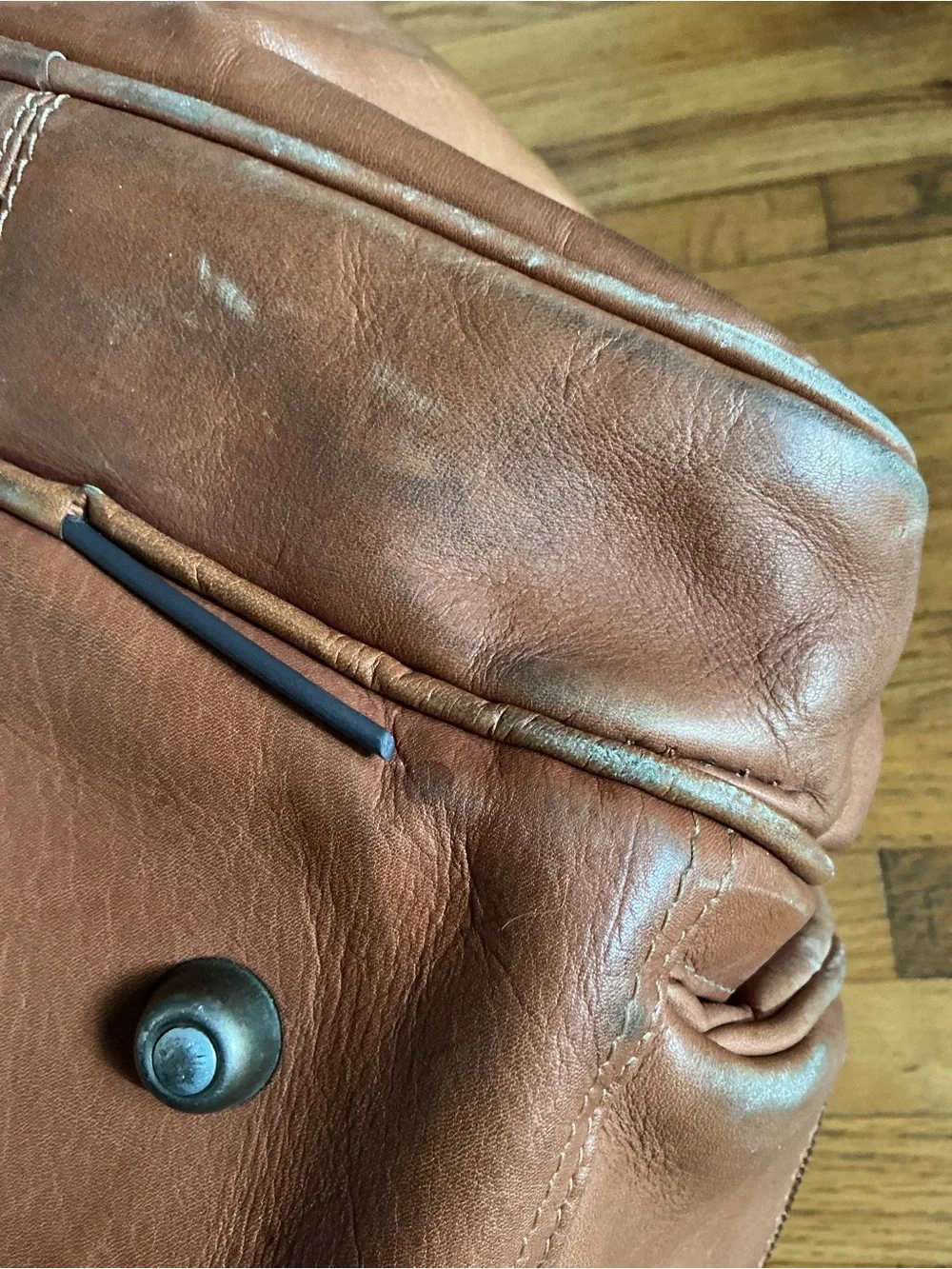 Claire Chase Columbia Leather Tan Brown Travel Duffel Weekender Luggage Bag